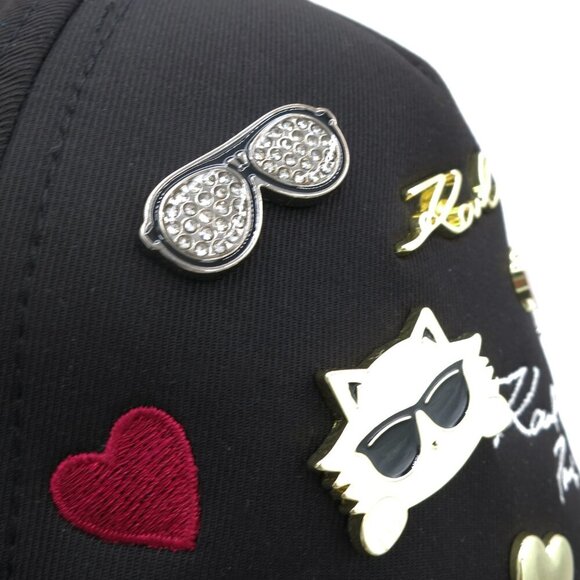 NWT Karl Lagerfeld Paris Women/Men Cate Pins Baseball Cap in Black - Picture 15 of 16